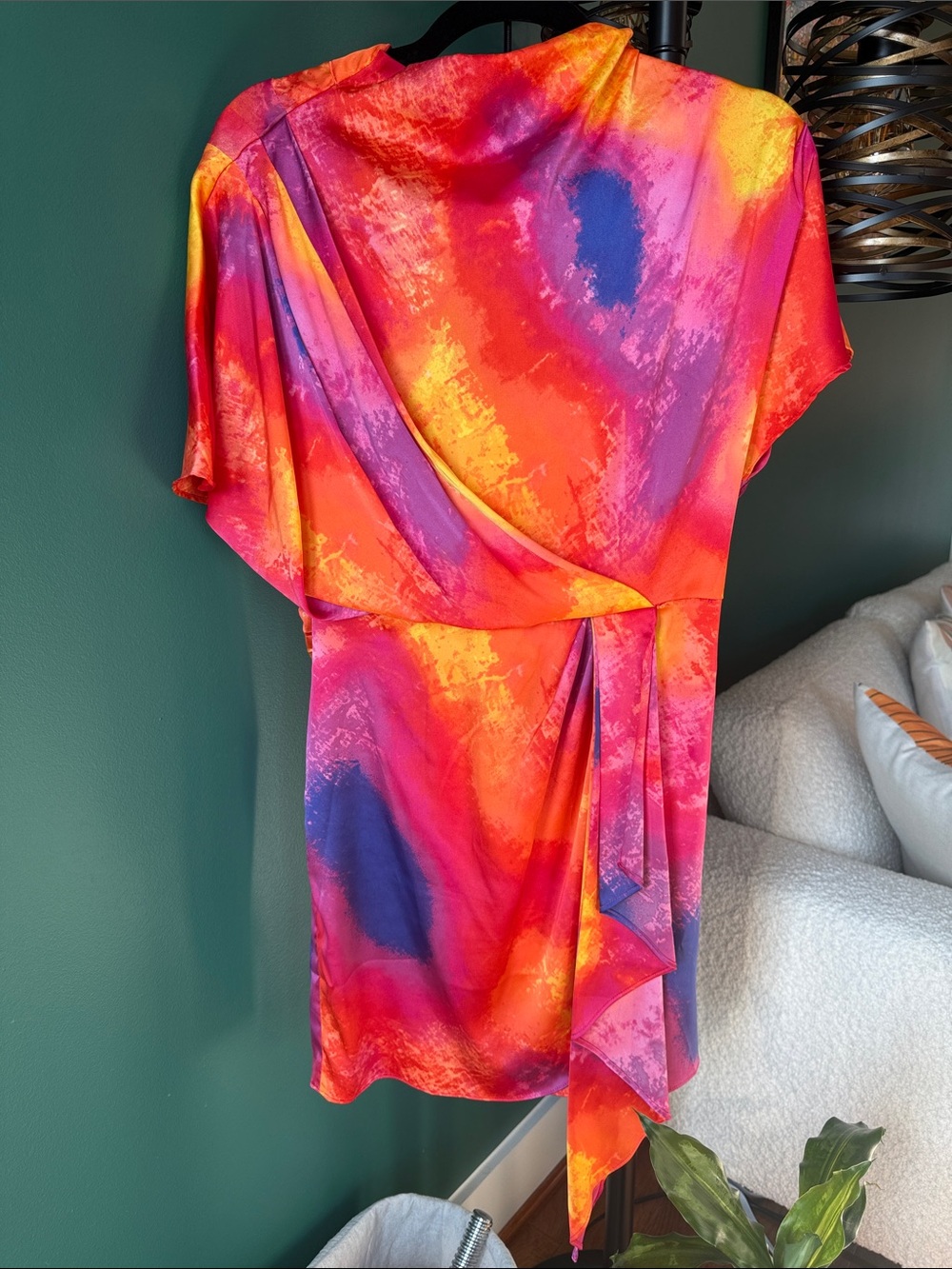 Bar III Multicolor Watercolor Mini Dress - Pink, Orange, Purple
